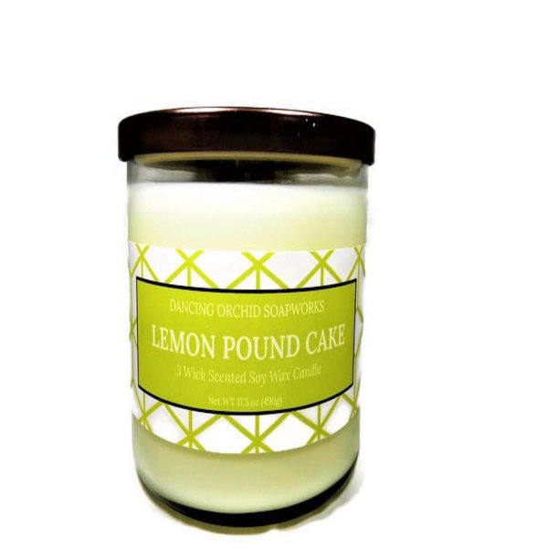 Dancing Orchid Soapworks Soy Wax Lemon Pound Cake Scented Jar Candle